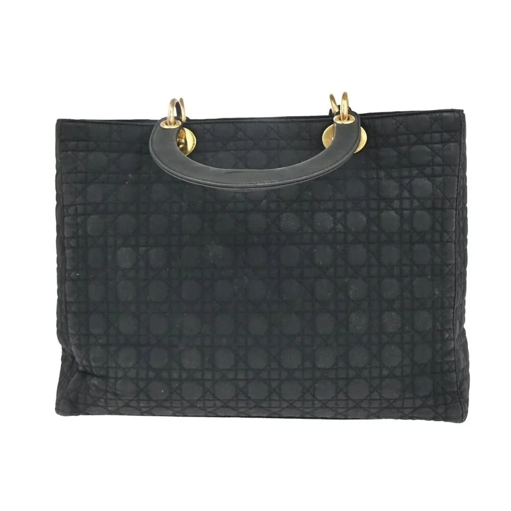 CHRISTIAN DIOR Lady Cannage Tote Hand Bag Nylon Leather Black GHW Italy 84EF789 - Picture 3 of 16